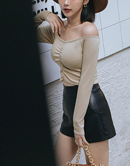 歐美微性感胸抓皺露背坑條BRA TOP