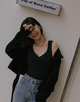 圓V桃心領厚絨發熱背心BRA TOP