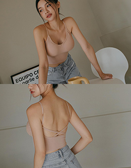 後交叉圓U美背V領BRA TOP