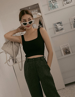 方領羅紋微短版BRA TOP