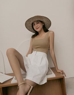 方領羅紋微短版BRA TOP