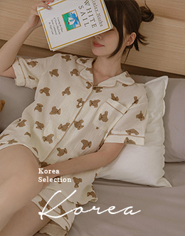 KOREA熊熊系列撞色邊套裝睡衣
