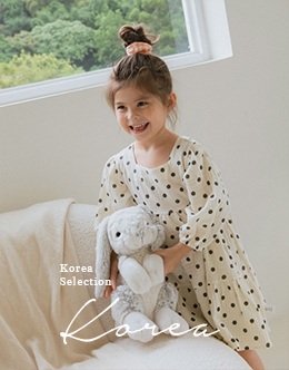 KOREA童裝方領澎袖傘擺洋裝