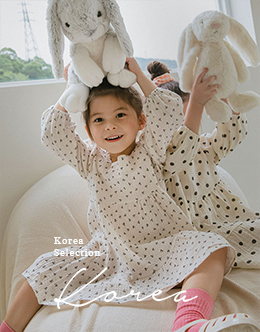 KOREA童裝方領澎袖傘擺洋裝