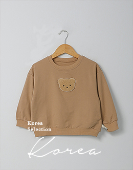 KOREA童裝胸前熊熊刺繡上衣