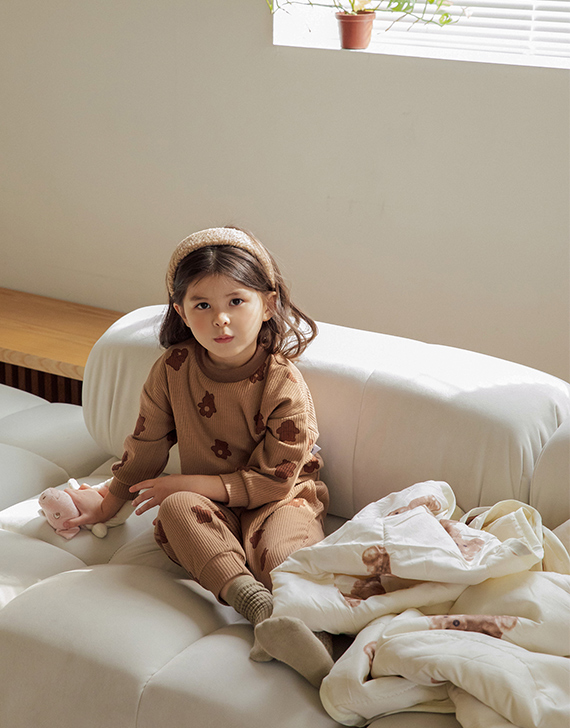 KOREA童裝滿版小熊圖案純棉套裝