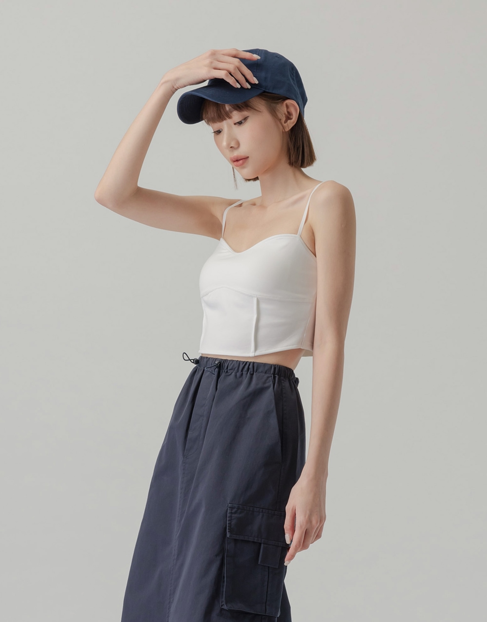 MIT 剪接線造型桃心領BRA TOP
