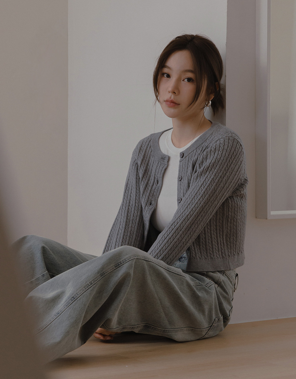 開襟麻花針織小外套