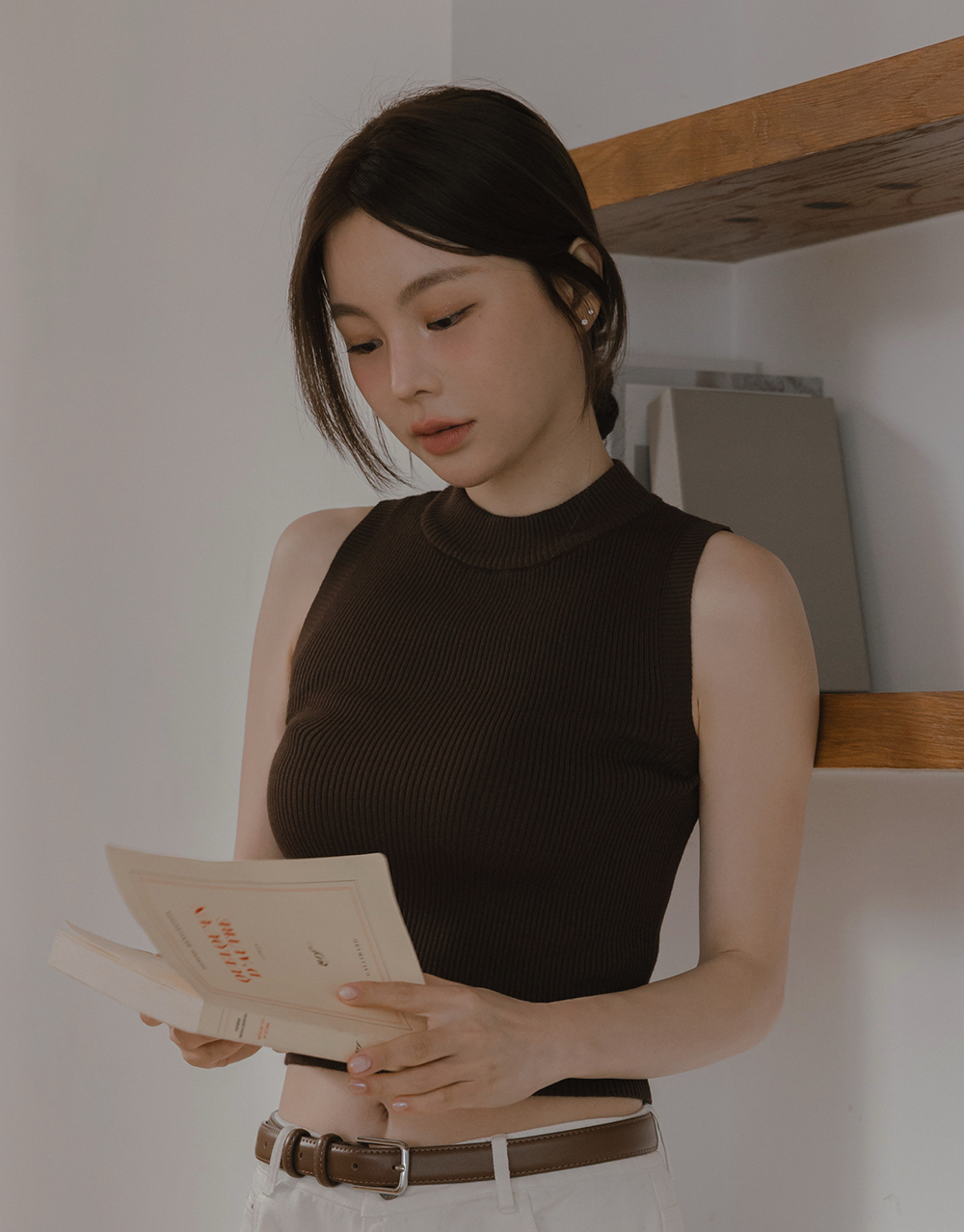 小立領無袖針織背心