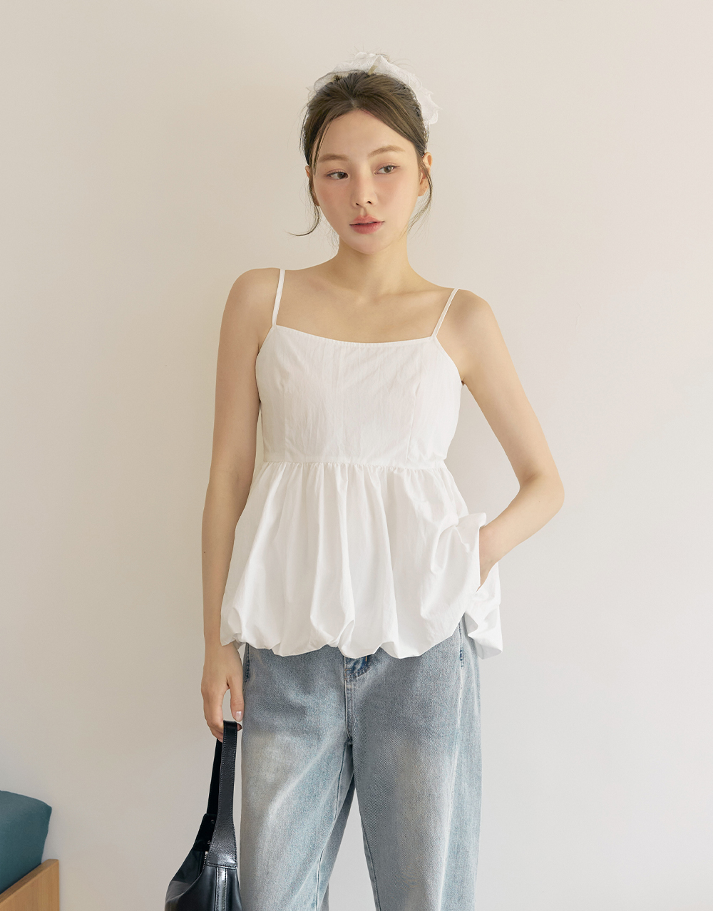 美背花苞細肩上衣