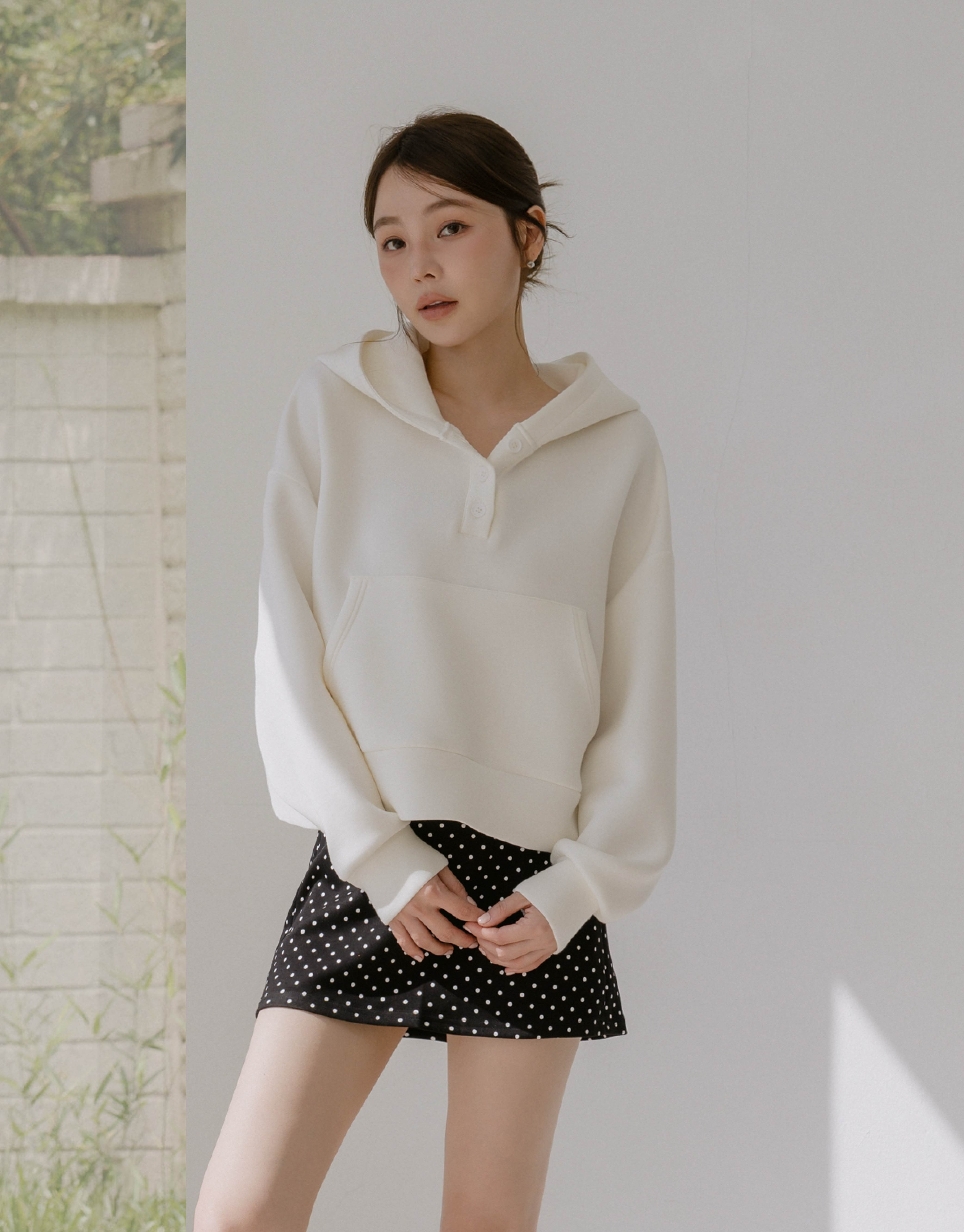 半開襟連帽寬鬆上衣(太空棉)