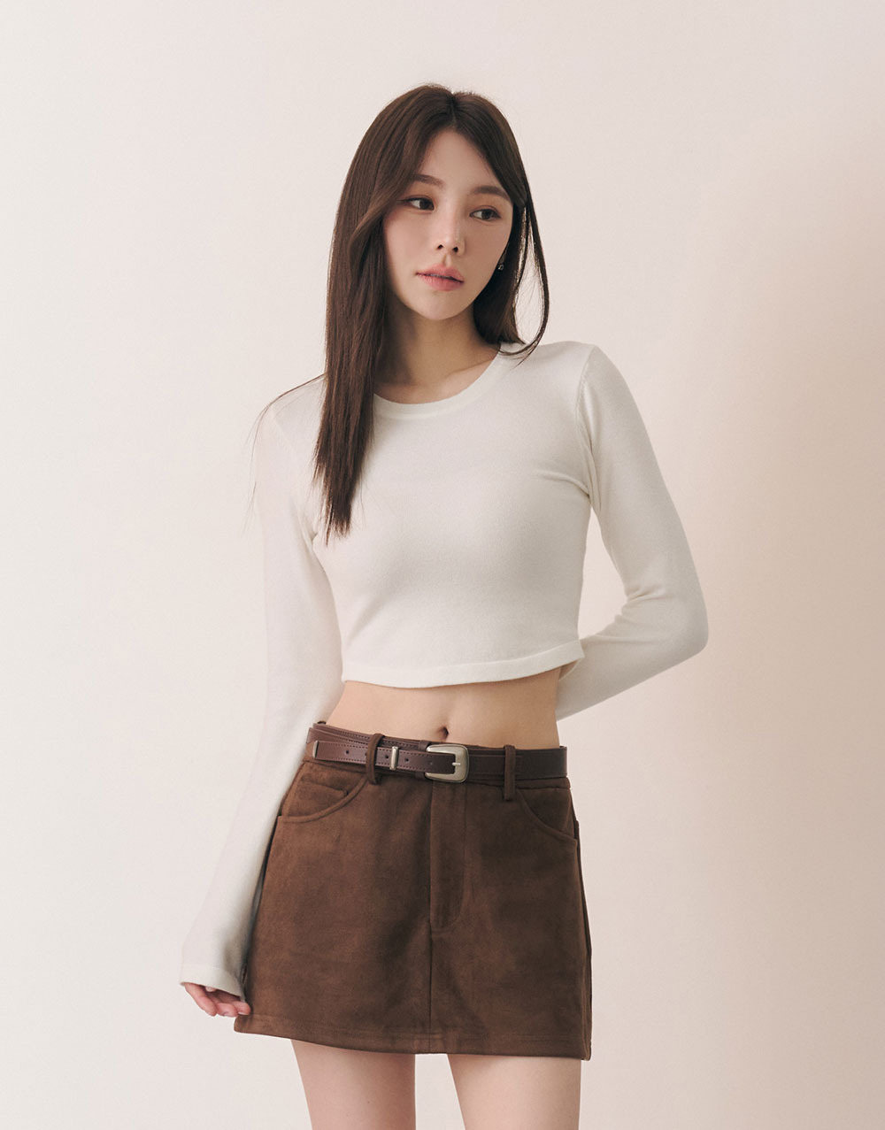 圓領修身針織上衣