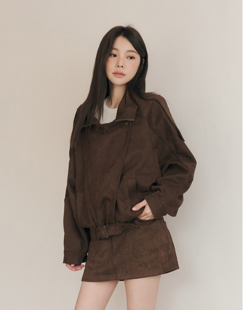 翻領率性麂皮外套