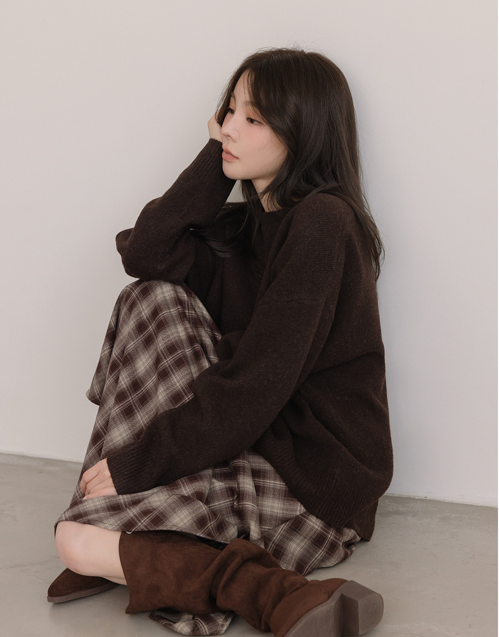 羊毛圓領寬鬆毛衣