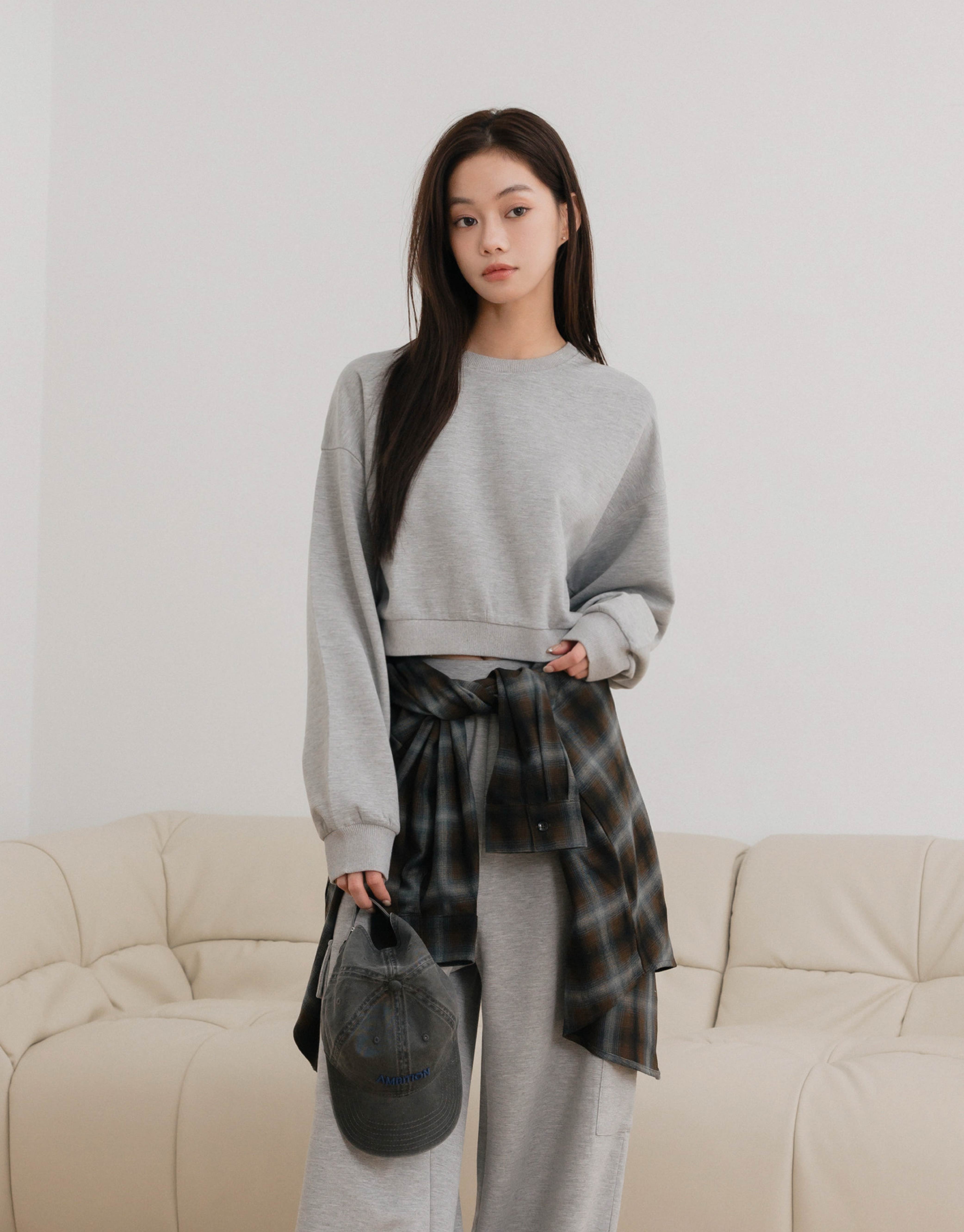 圓領長袖上衣(磨毛雲朵棉)