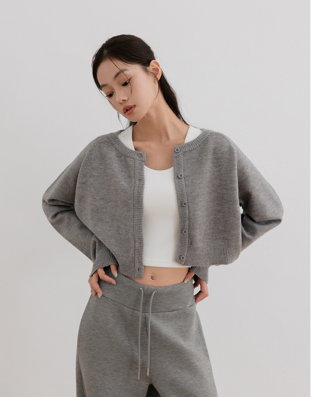 圓領開襟針織外套