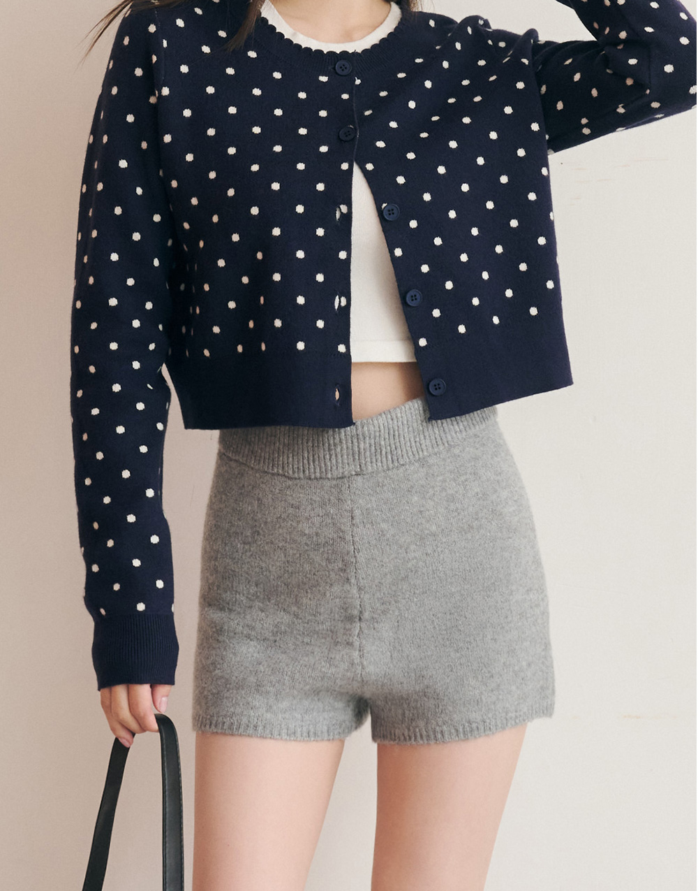 羊毛修身針織短褲