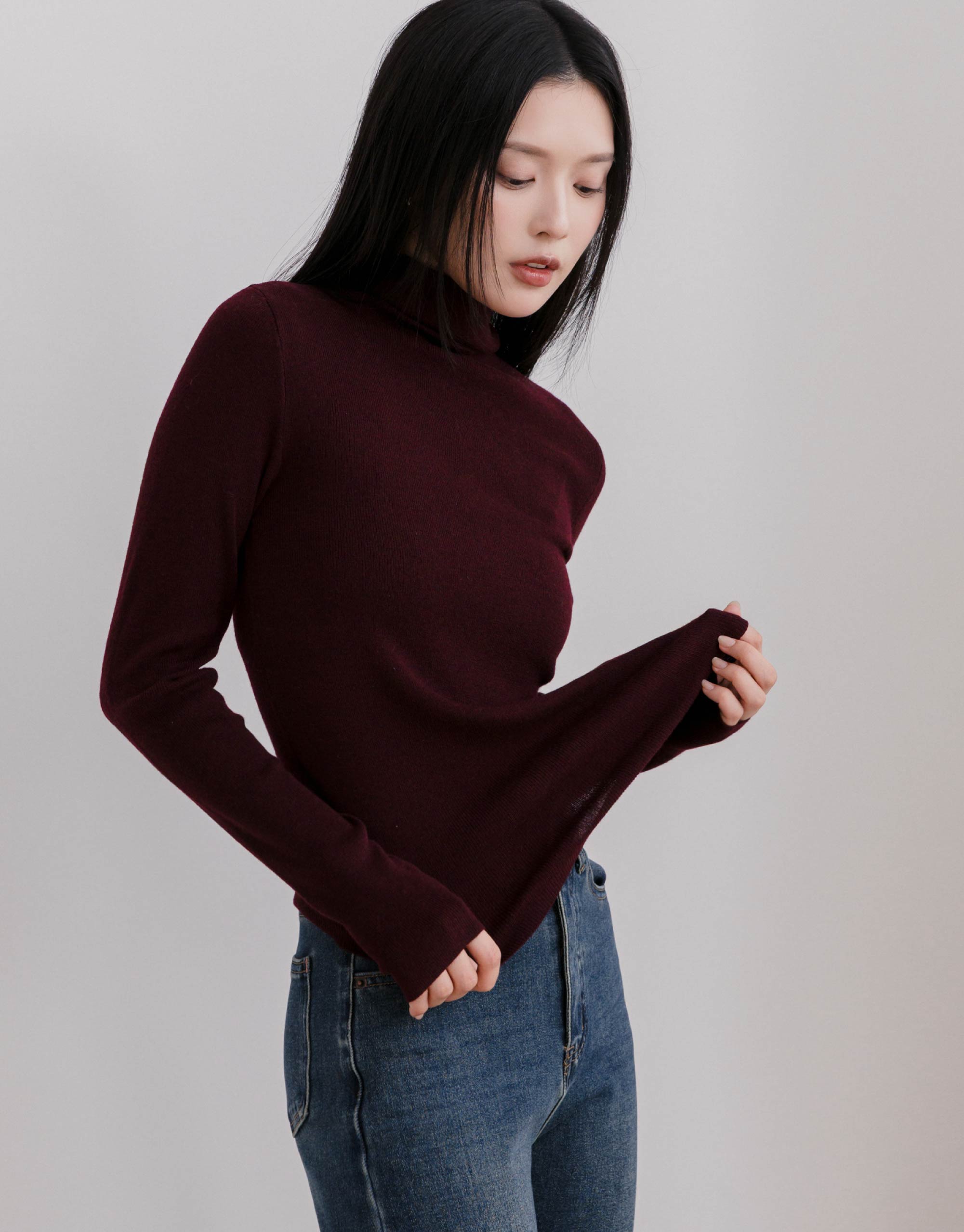 羊毛高領針織上衣