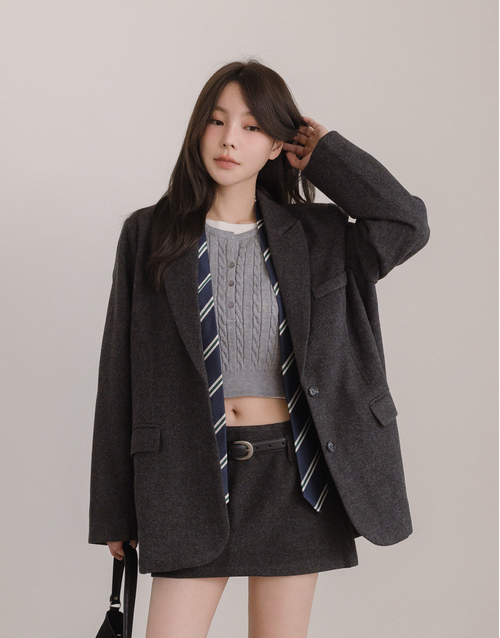 毛呢寬版西裝外套