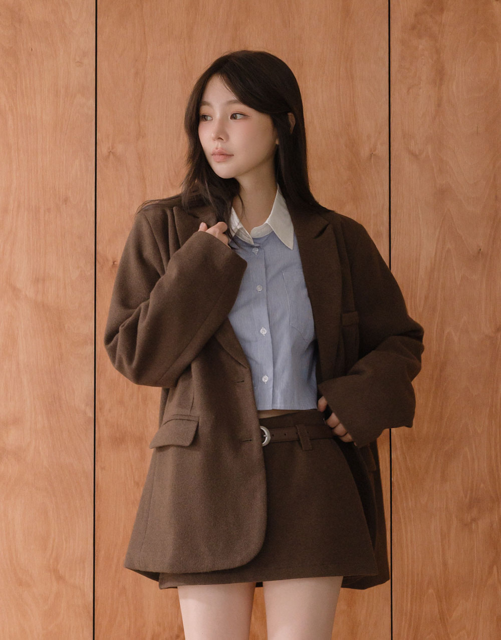 毛呢寬版西裝外套