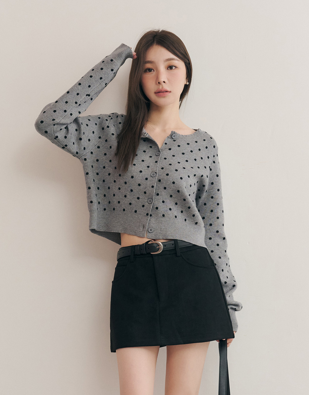 點點花邊領針織外套