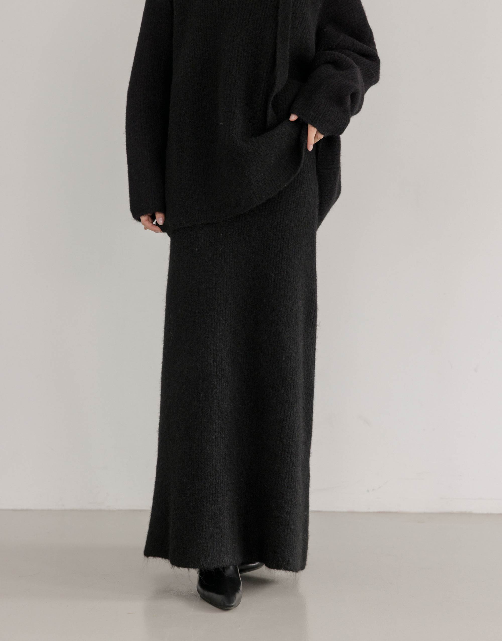 羊毛混紗修身針織長裙