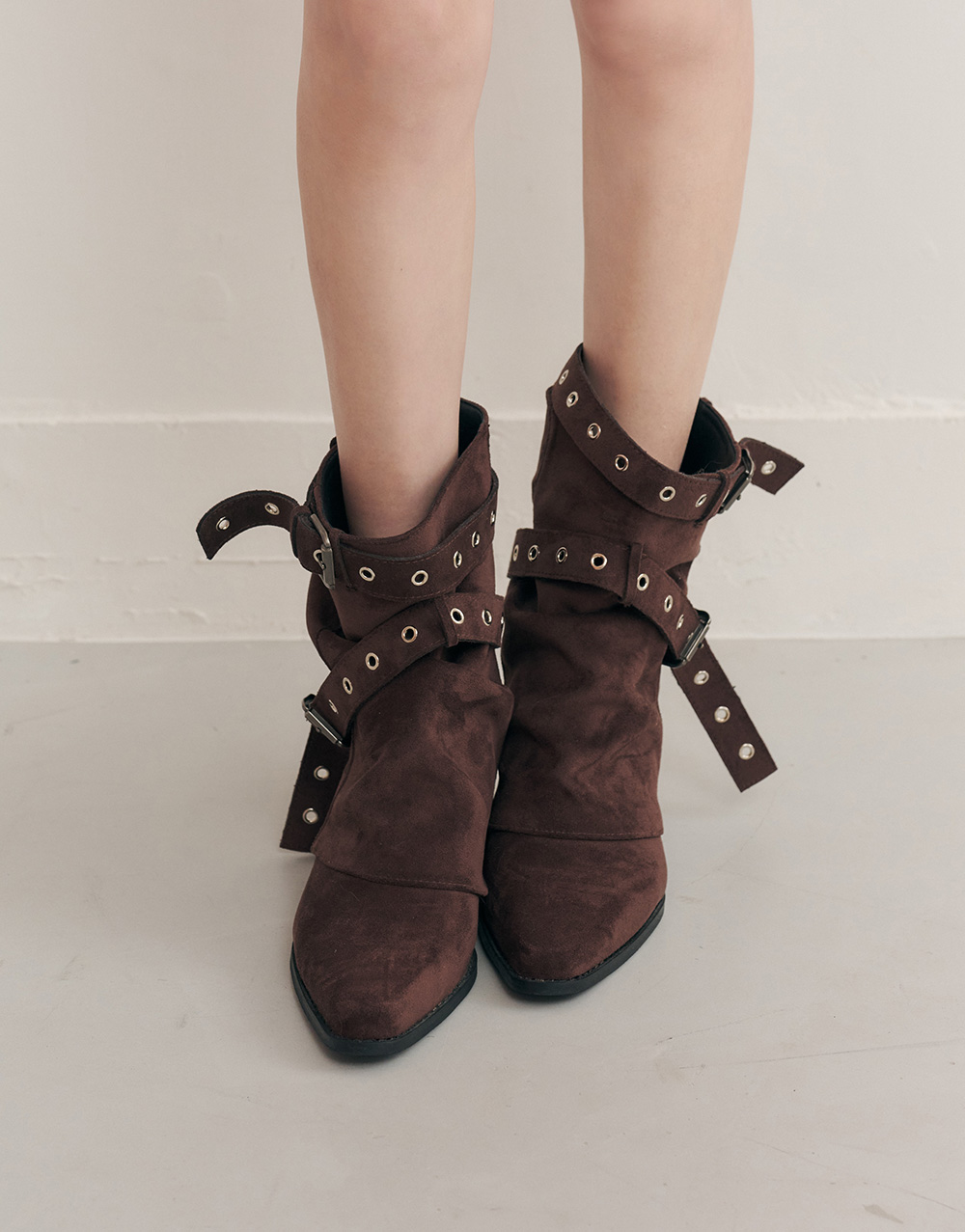 麂皮率性低跟短靴