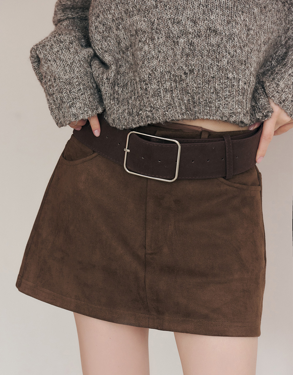 麂皮寬腰帶