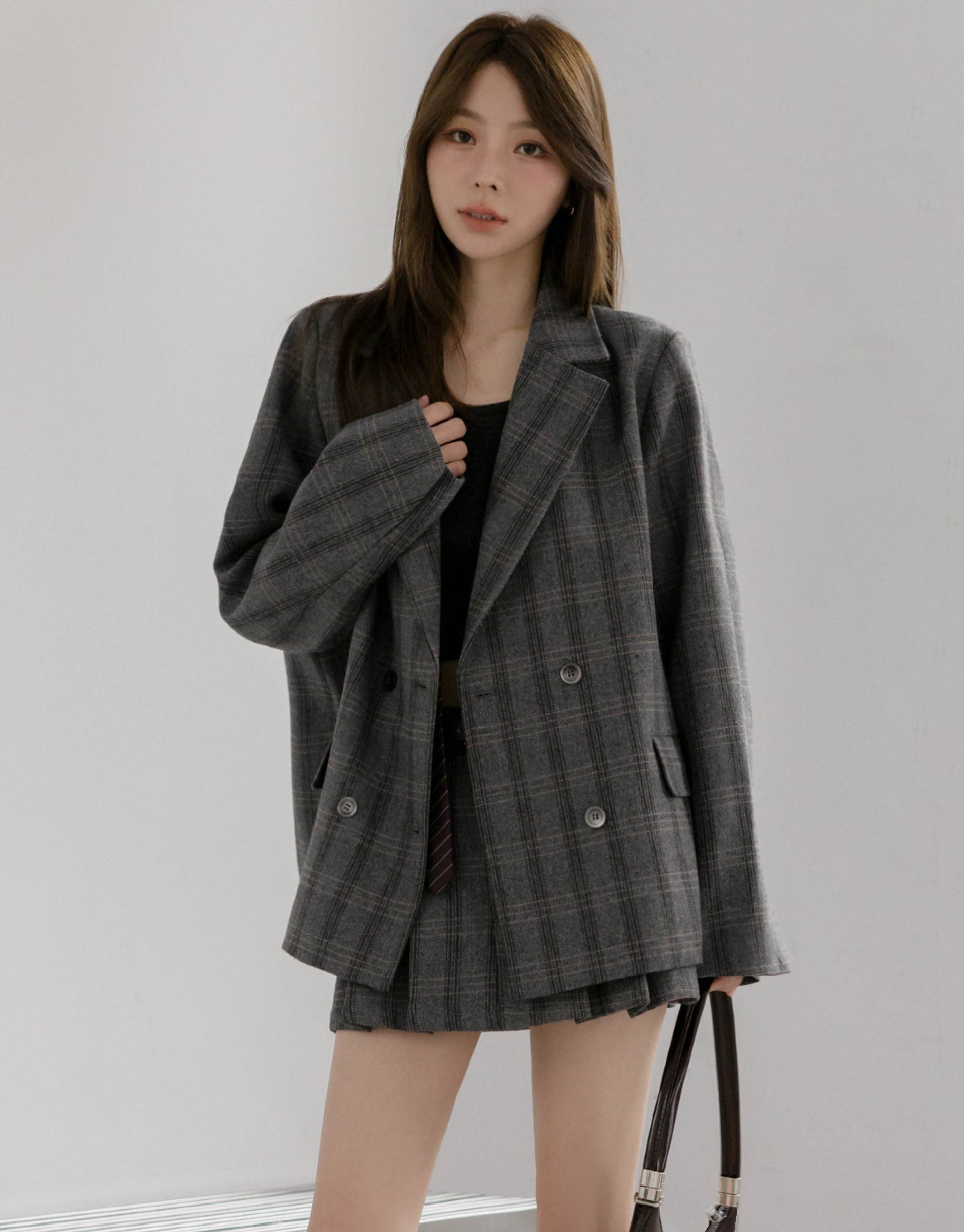 羊毛格紋西裝外套