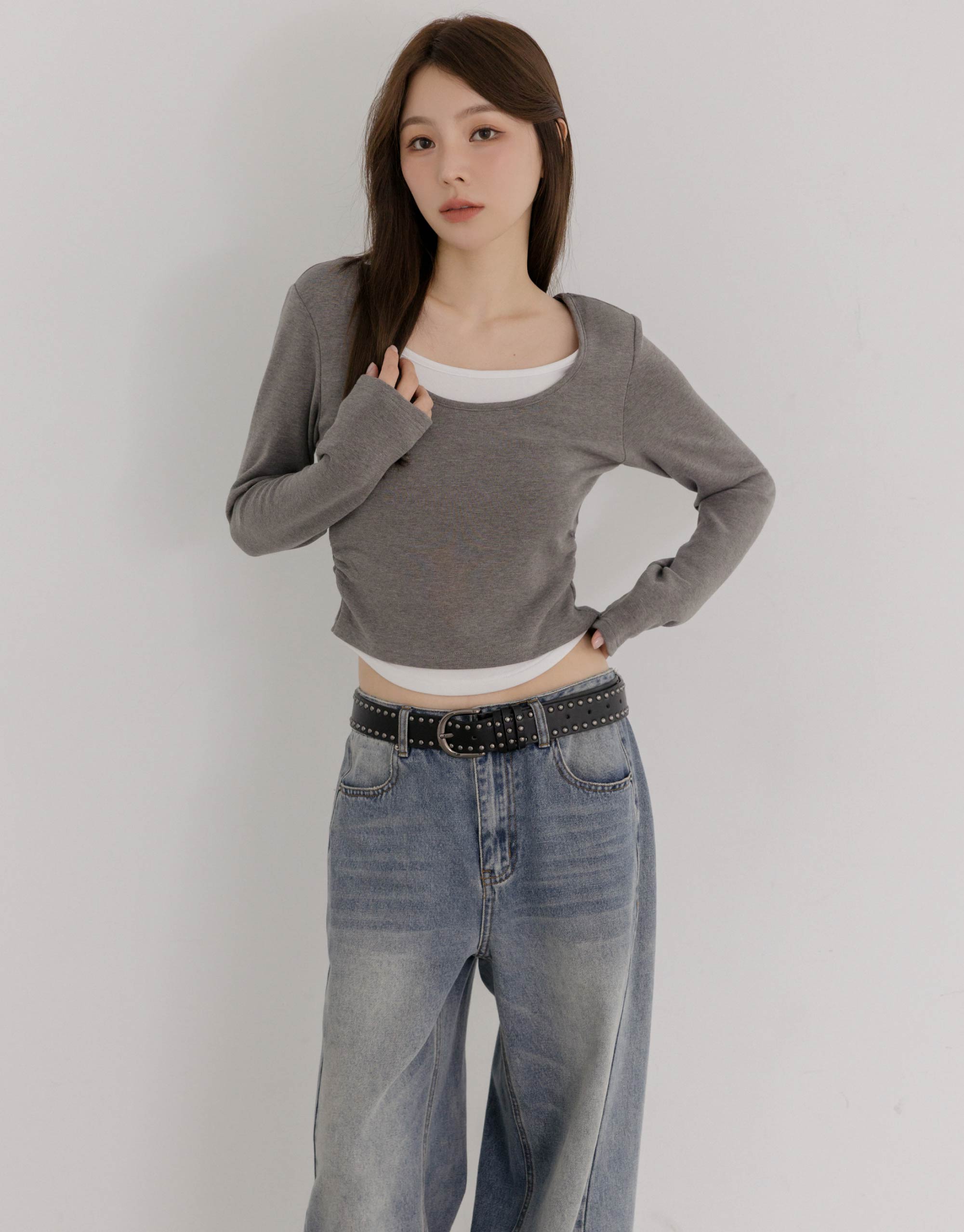 假兩件絨棉上衣