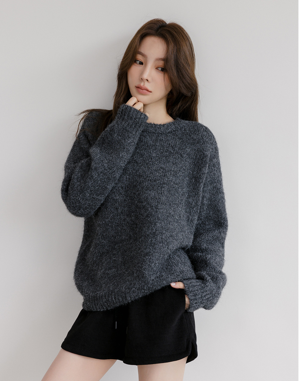 羊毛圓領針織毛衣