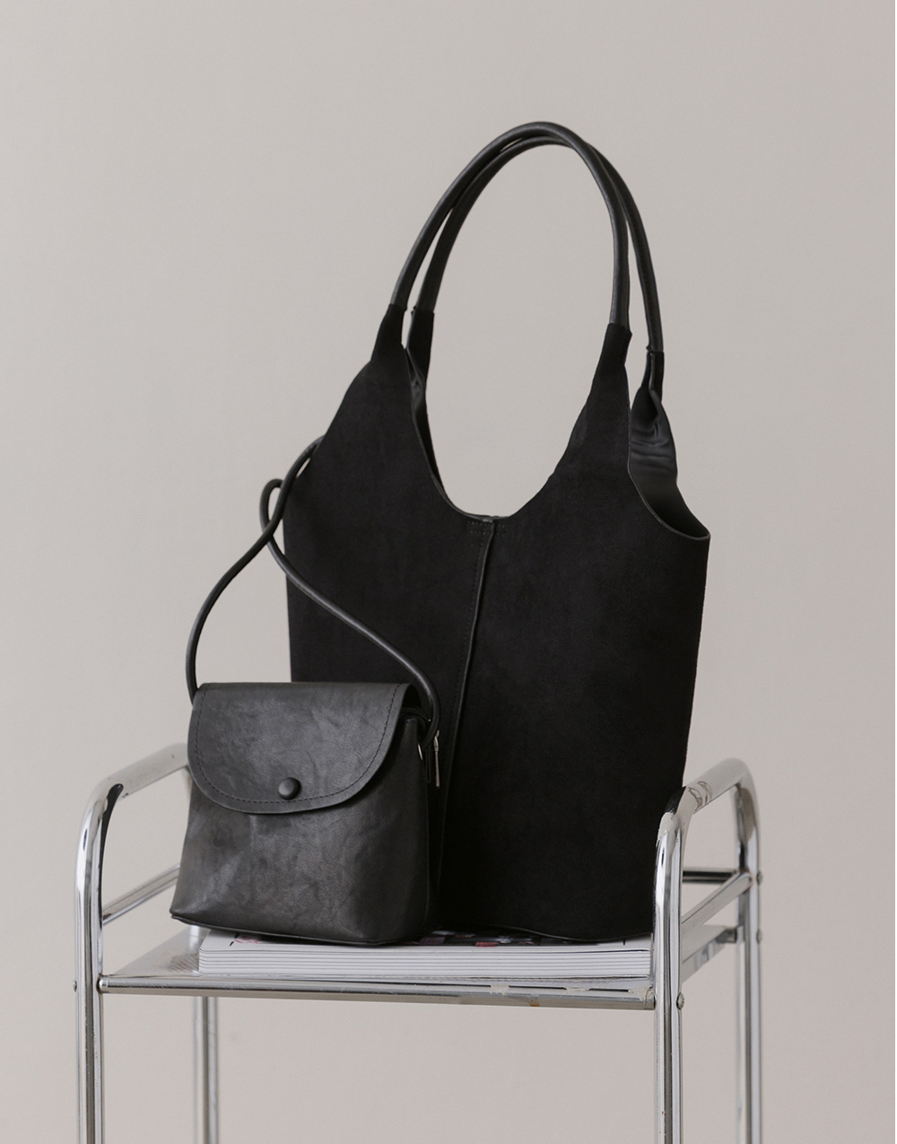 麂皮肩背托特包(附小包)