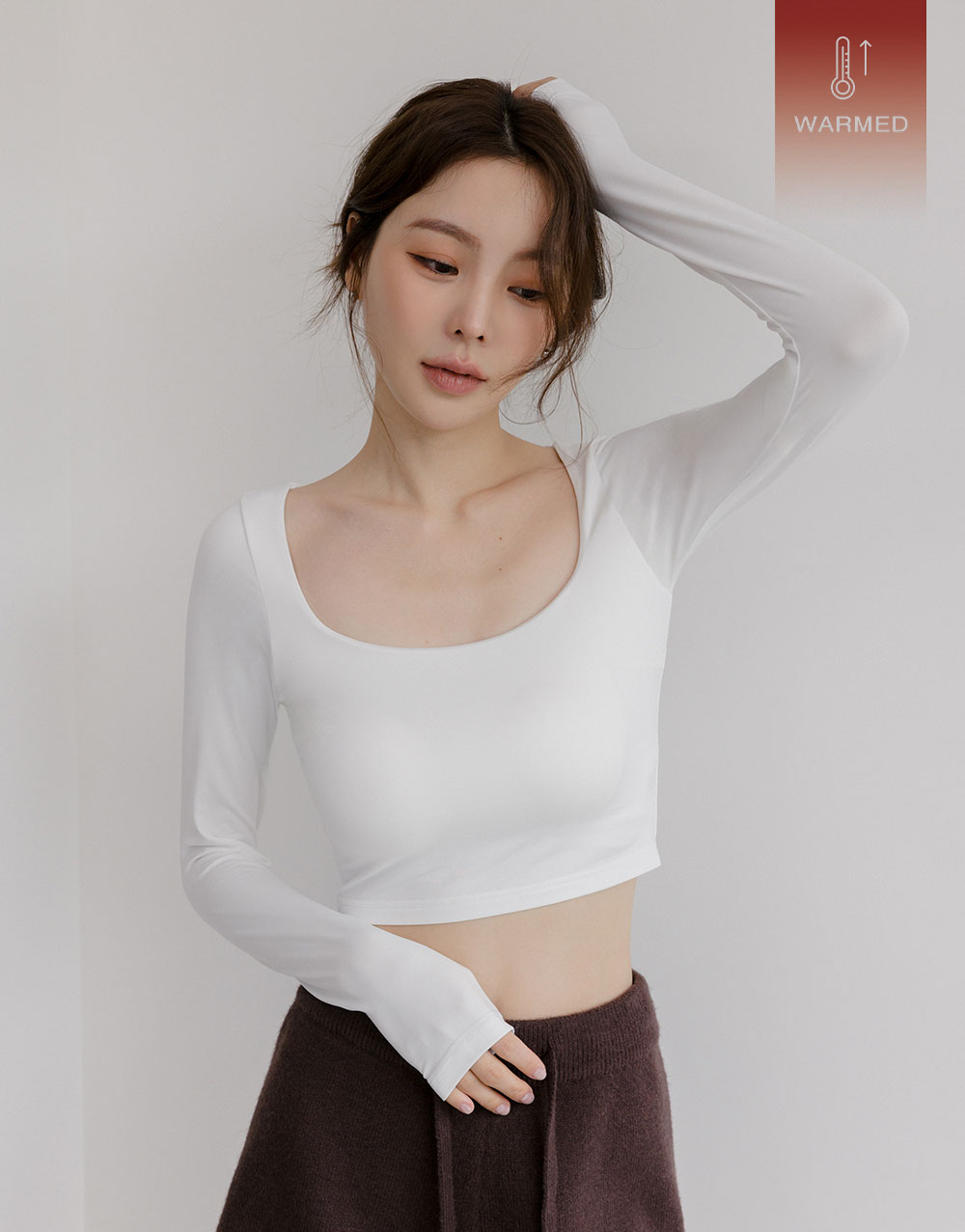 發熱方領修身BRA長袖上衣