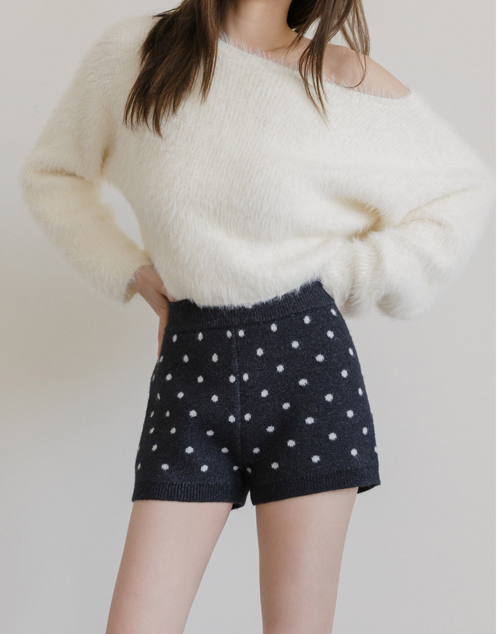 點點針織短褲