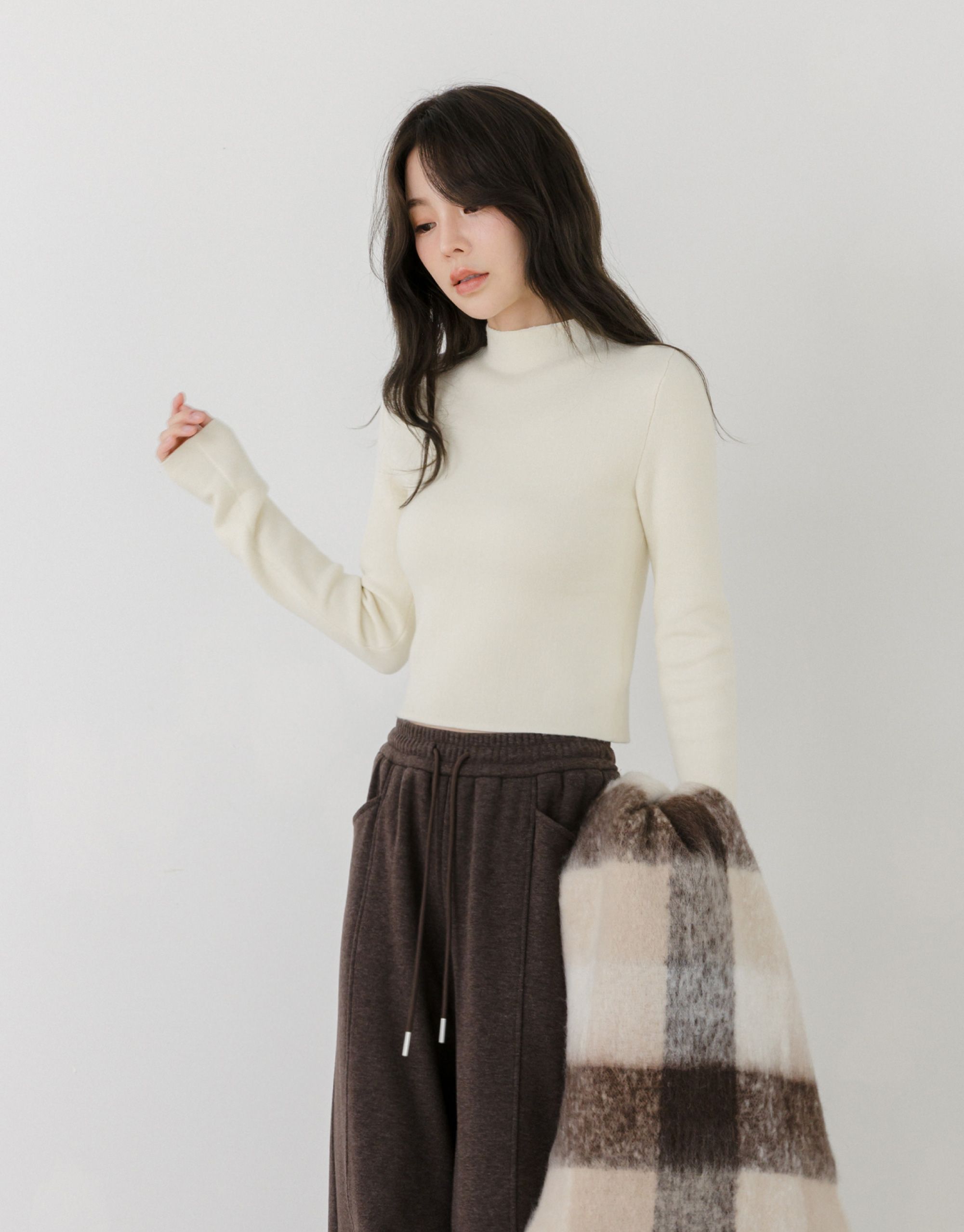 內刷毛小立領針織上衣