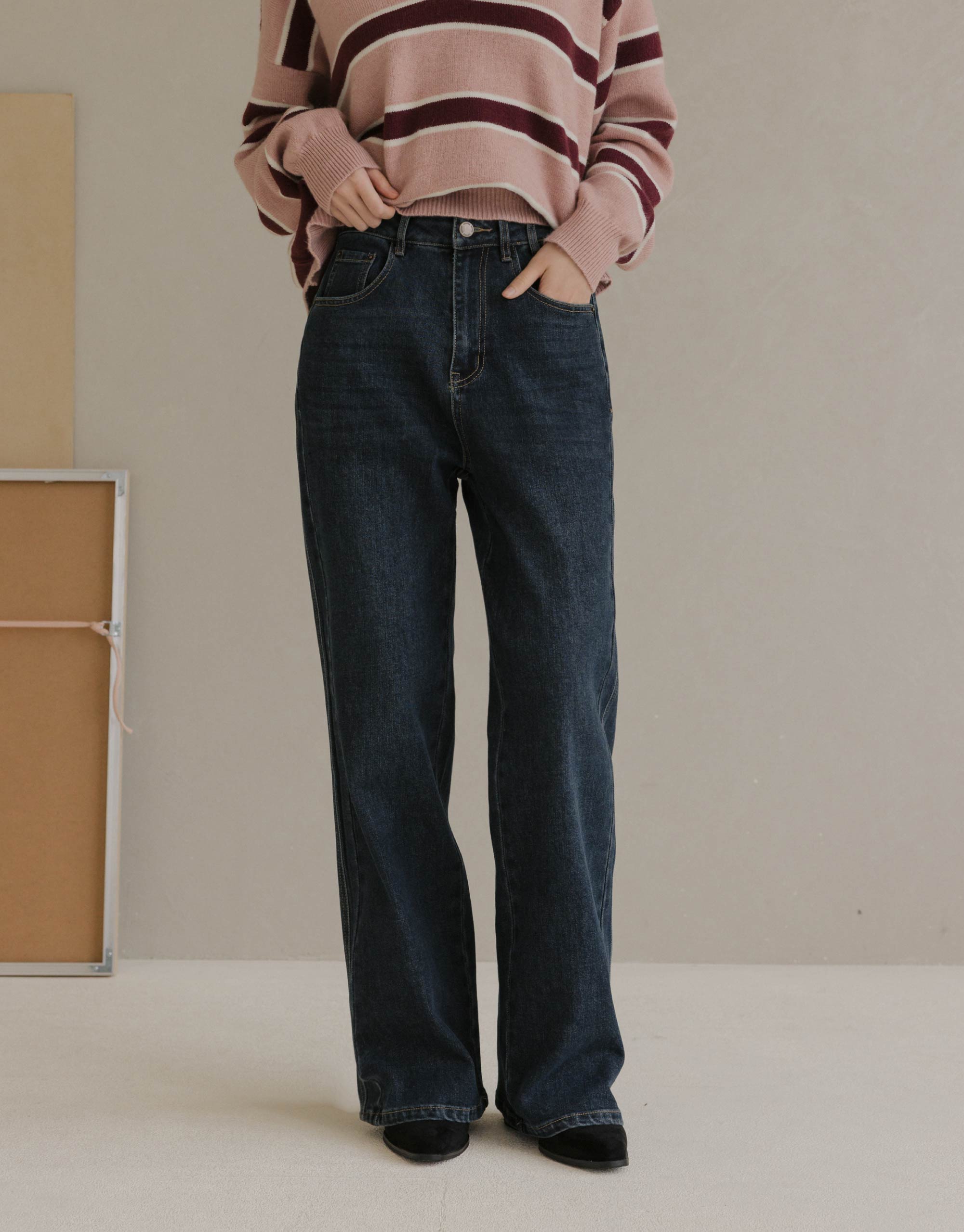 修身直筒牛仔褲