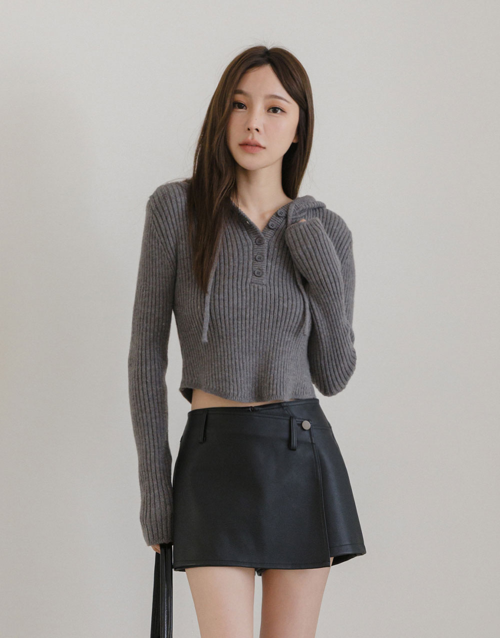 半開襟連帽針織上衣