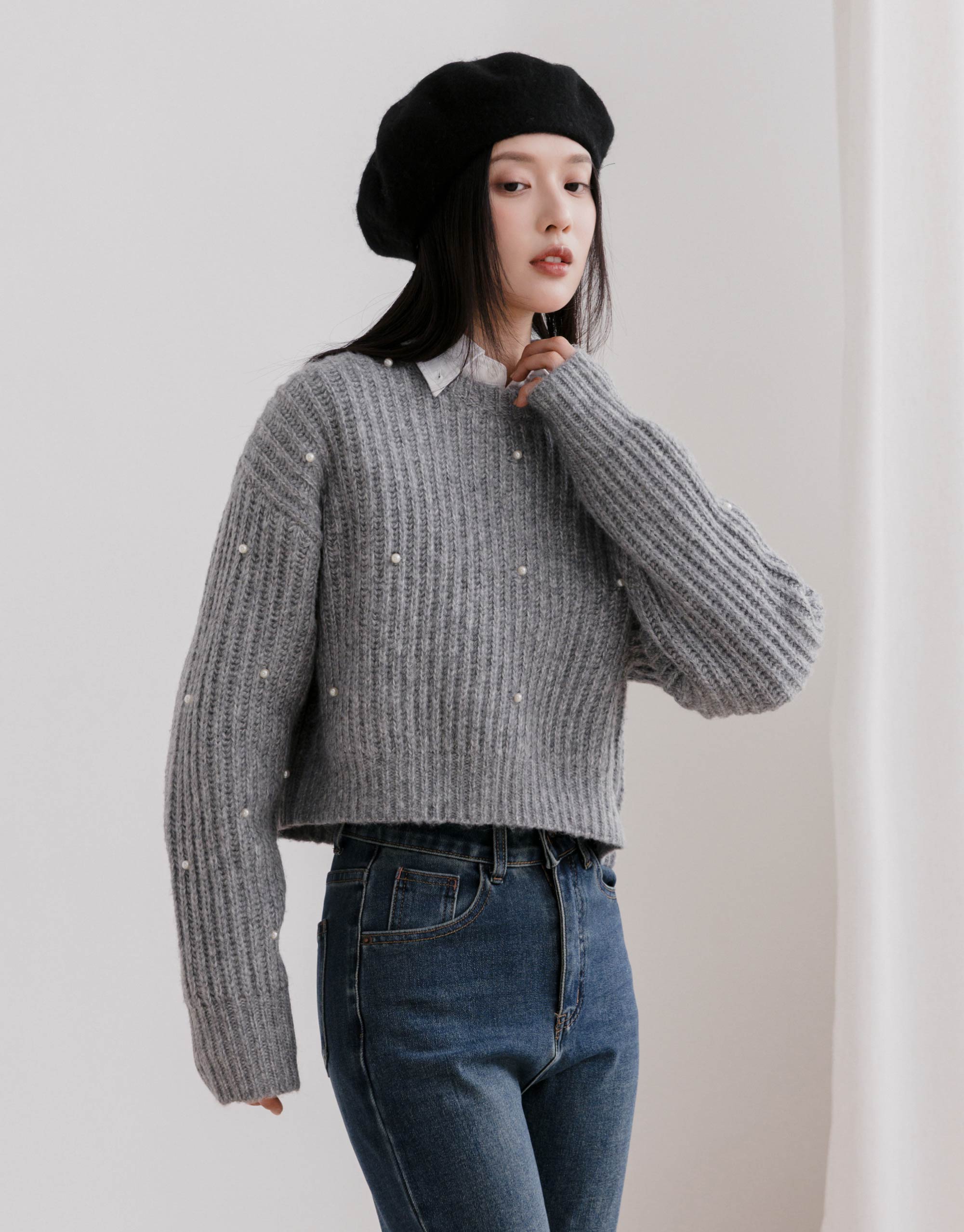 羊毛珍珠針織毛衣