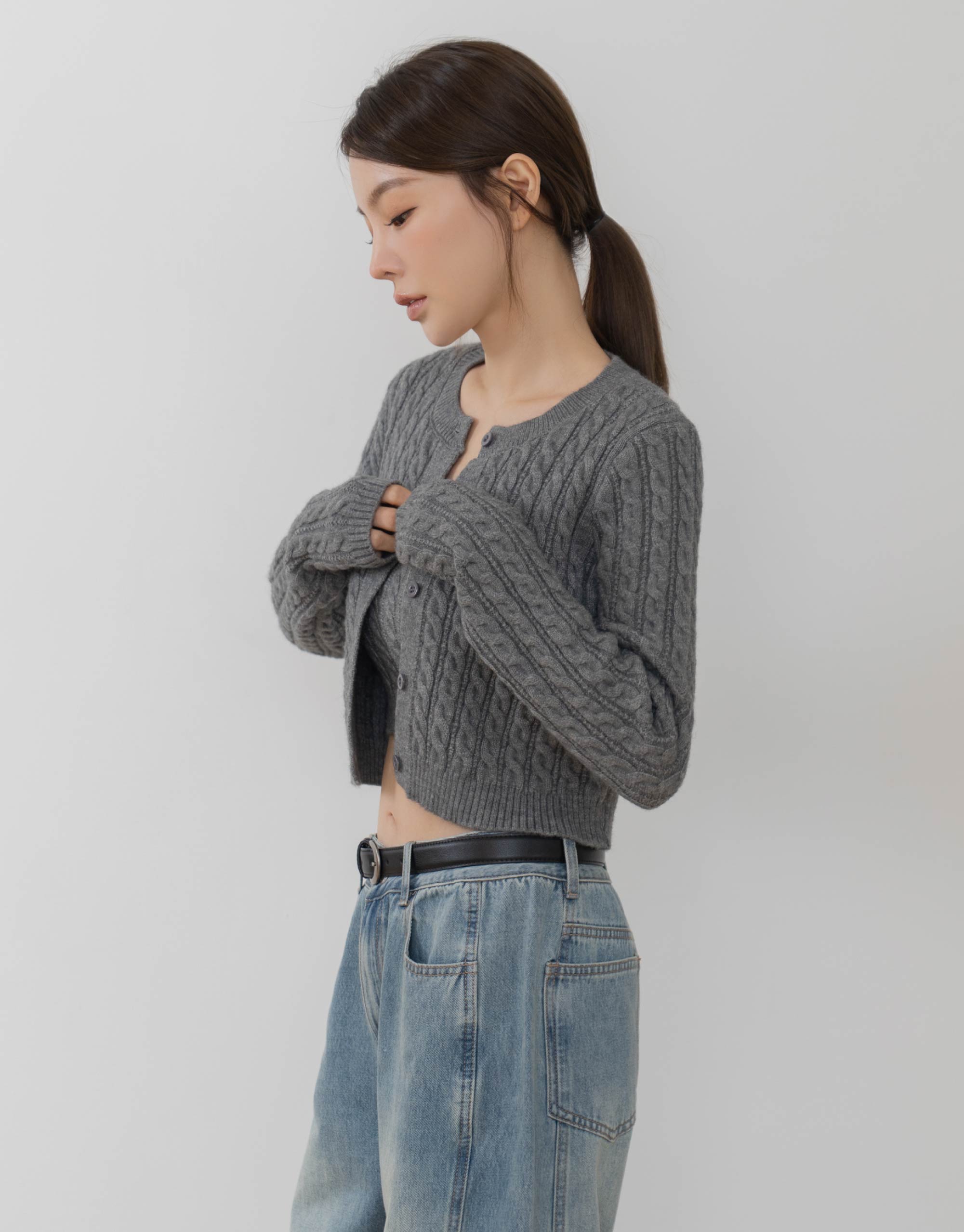 麻花開襟針織外套