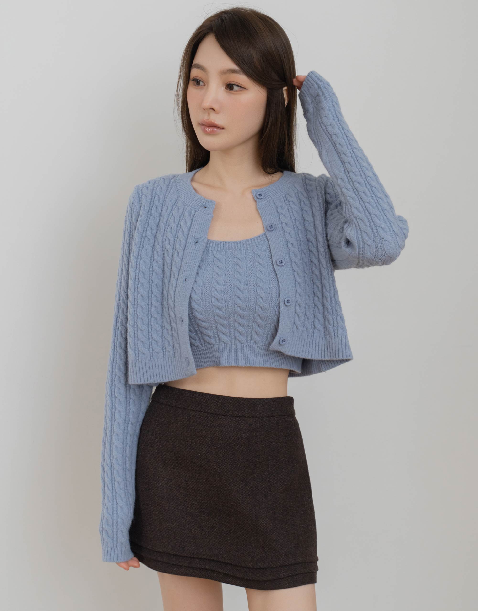 麻花開襟針織外套