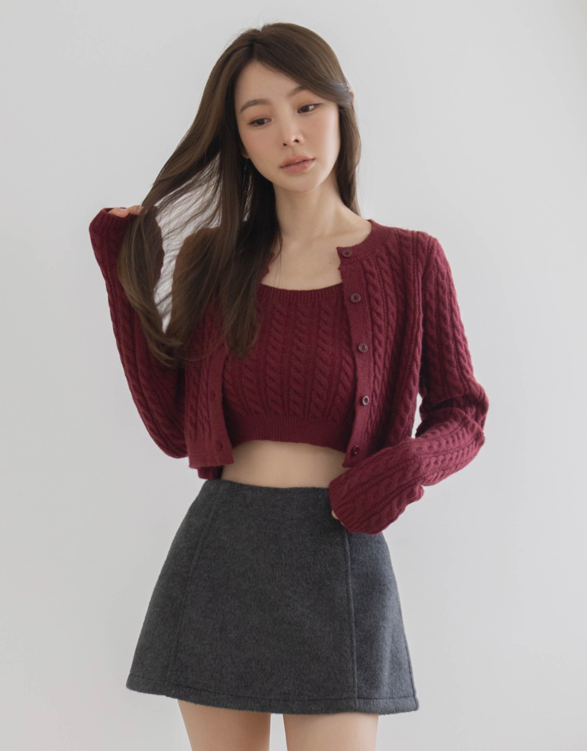 麻花開襟針織外套