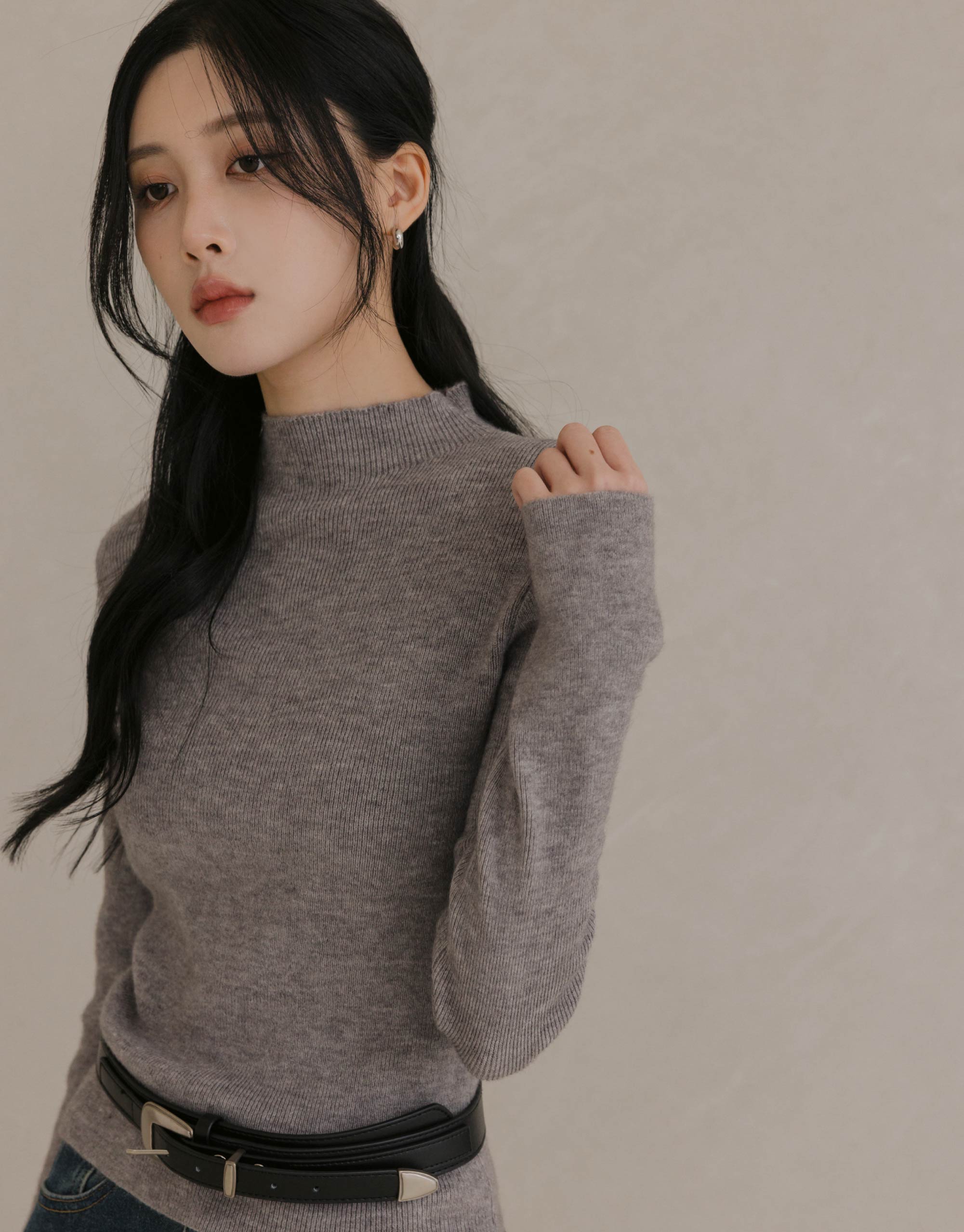 小立領長袖針織上衣