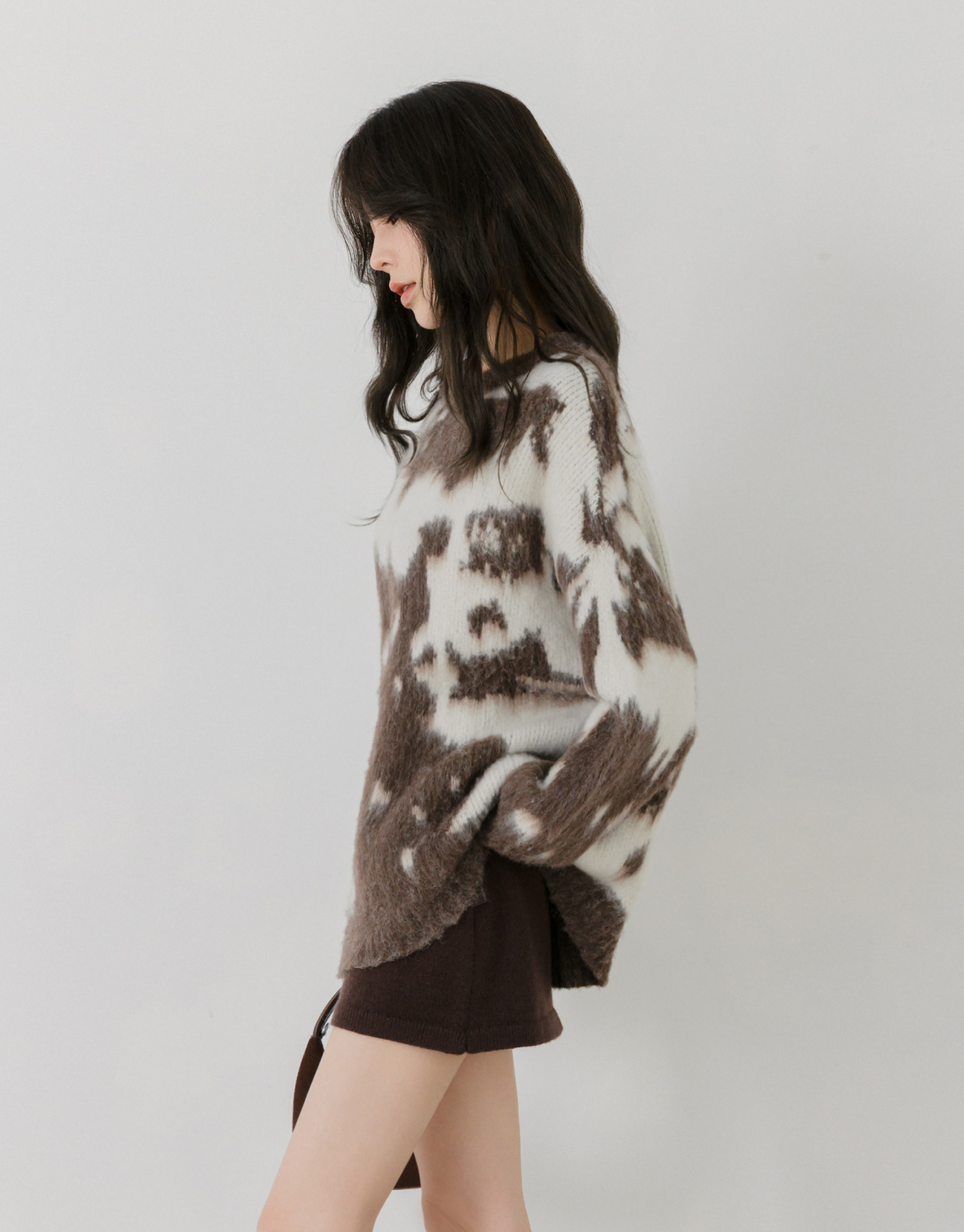 羊毛動物紋寬鬆毛衣