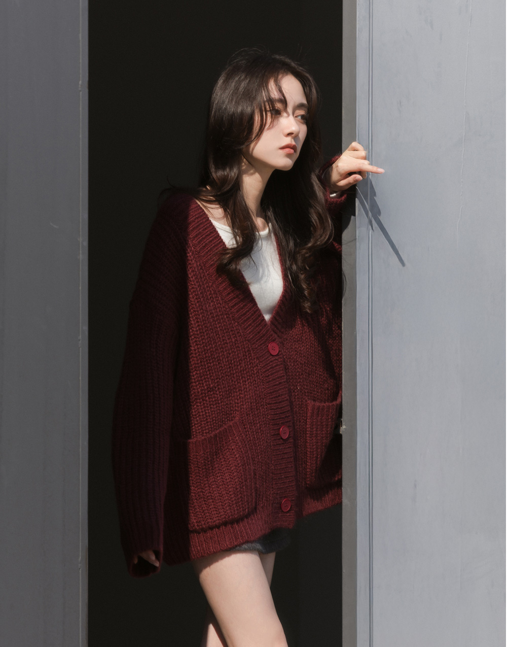 粗針織開襟外套