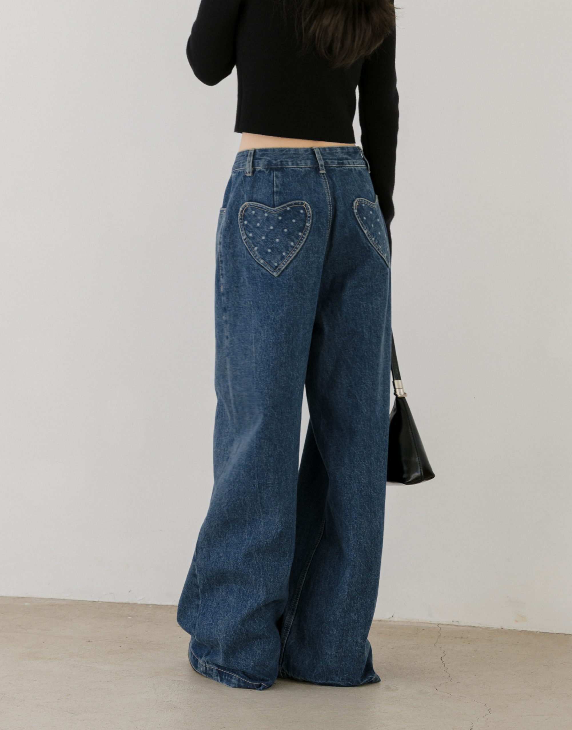 愛心點點口袋牛仔褲