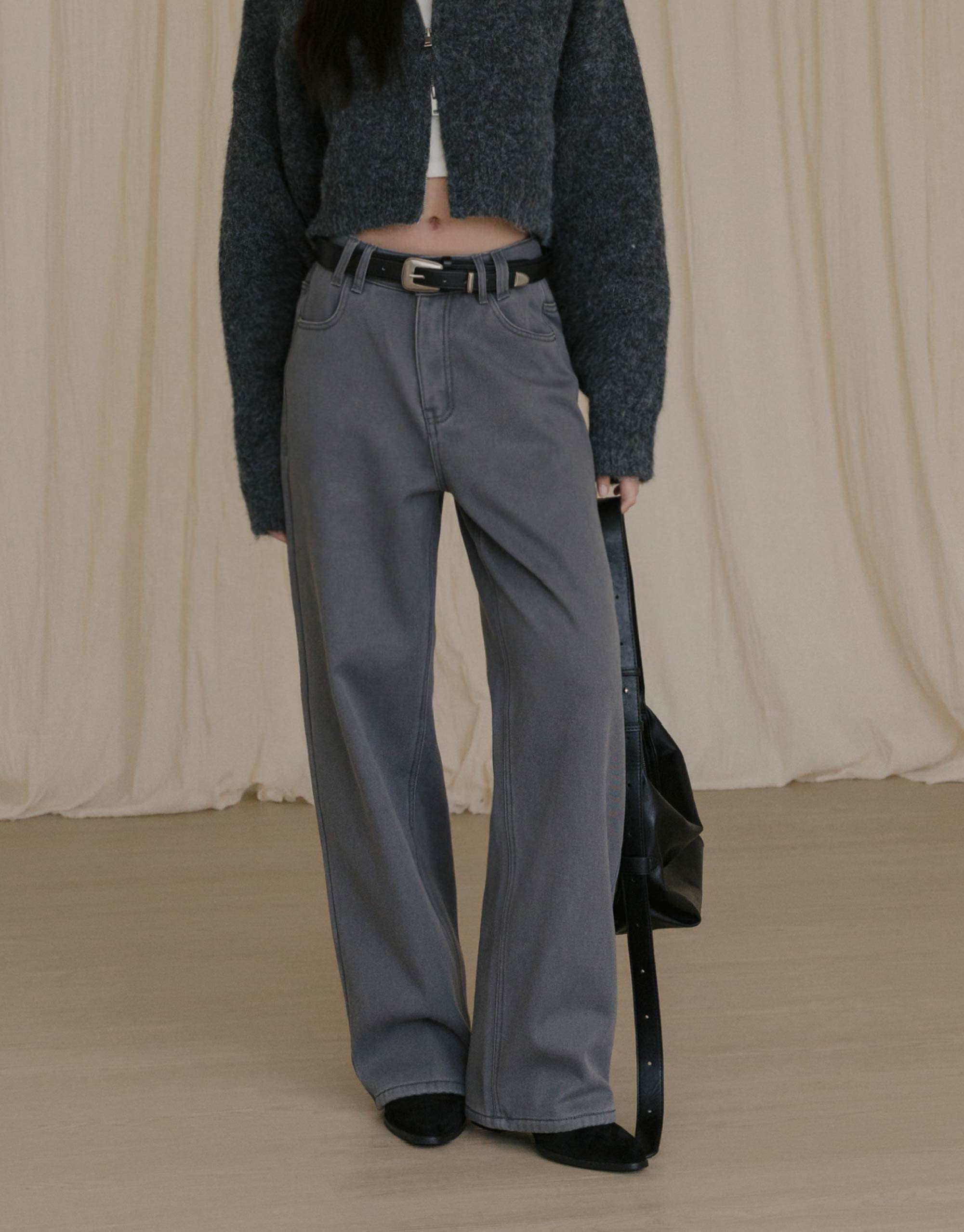 內刷毛直筒牛仔褲