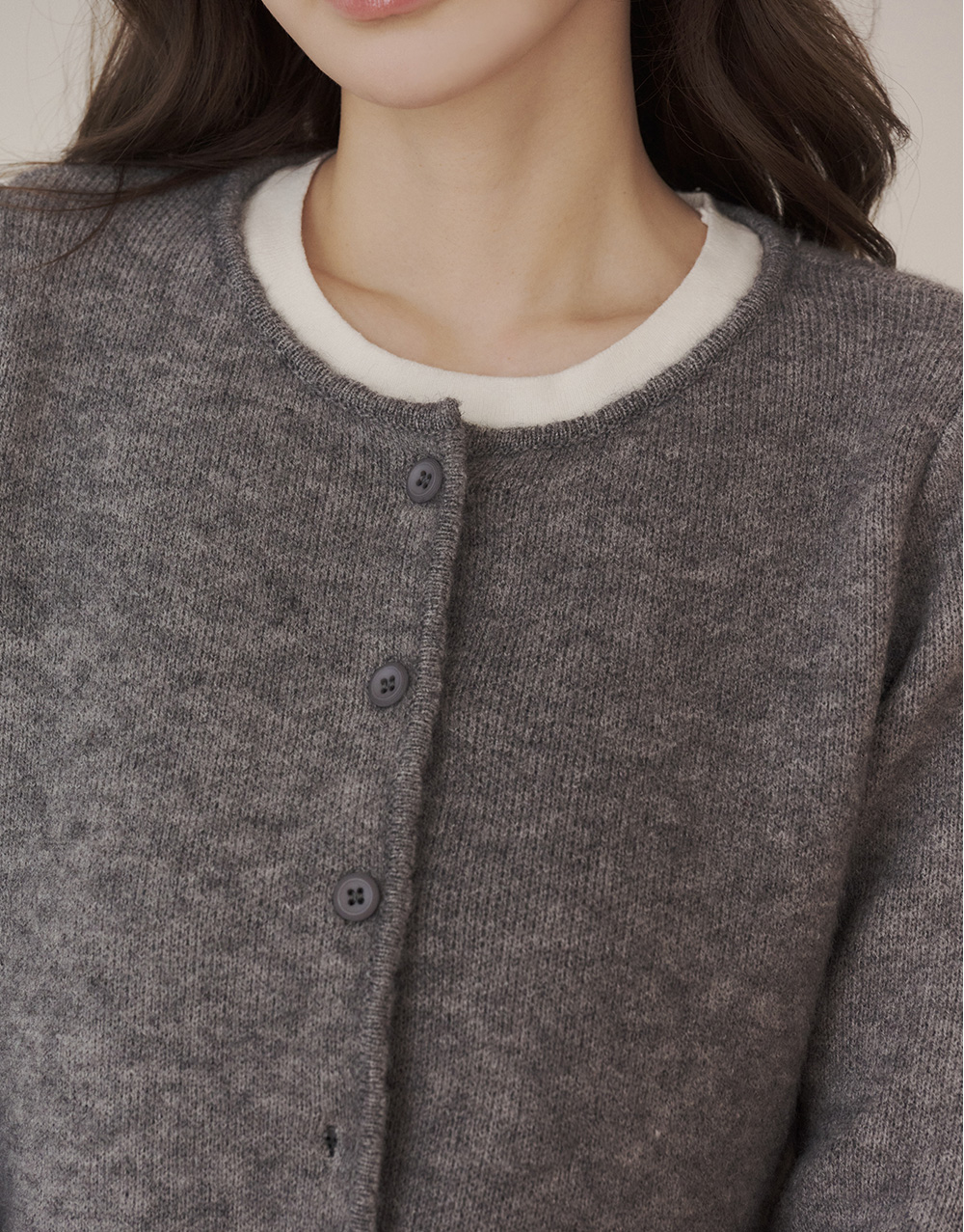 圓領排釦氣質針織外套