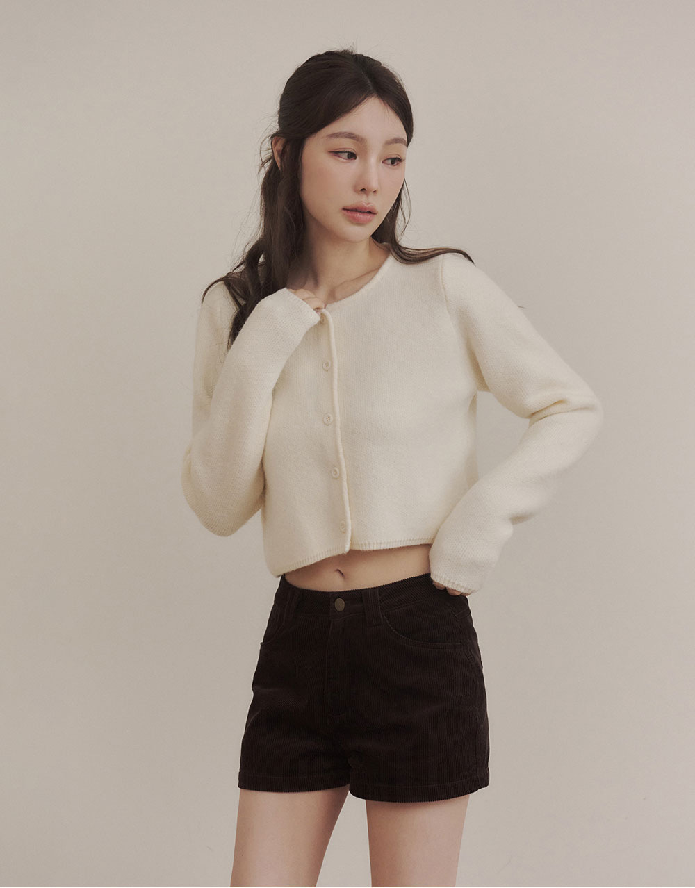 圓領排釦氣質針織外套