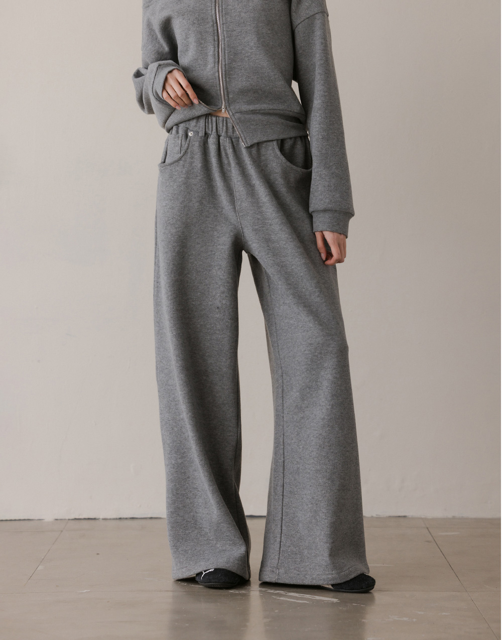 暖絨口帶鉚釘長褲