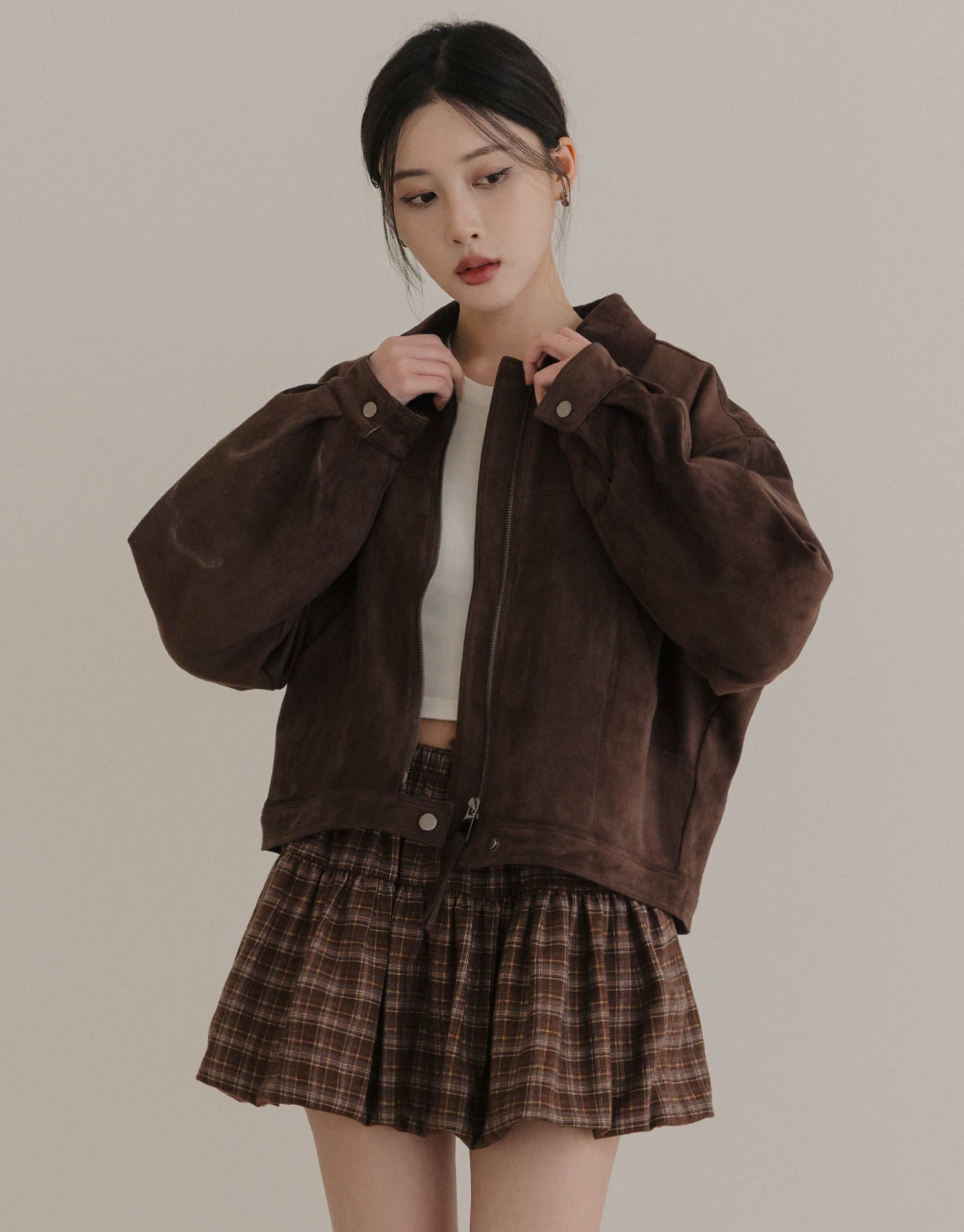 拼接內絨毛麂皮外套